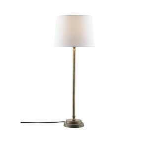 PR Home Stolná lampa Kent, biela/mosadz, kónické tienidlo